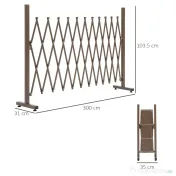 Outsunny Gard de Grădină cu Lățime Reglabilă, Gard de Grădină Multifuncțional din Metal și Aluminiu, 300x31x103,5 cm, Maro Închis 
