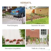 Outsunny Gard de Grădină cu Lățime Reglabilă, Gard de Grădină Multifuncțional din Metal și Aluminiu, 300x31x103,5 cm, Maro Închis 