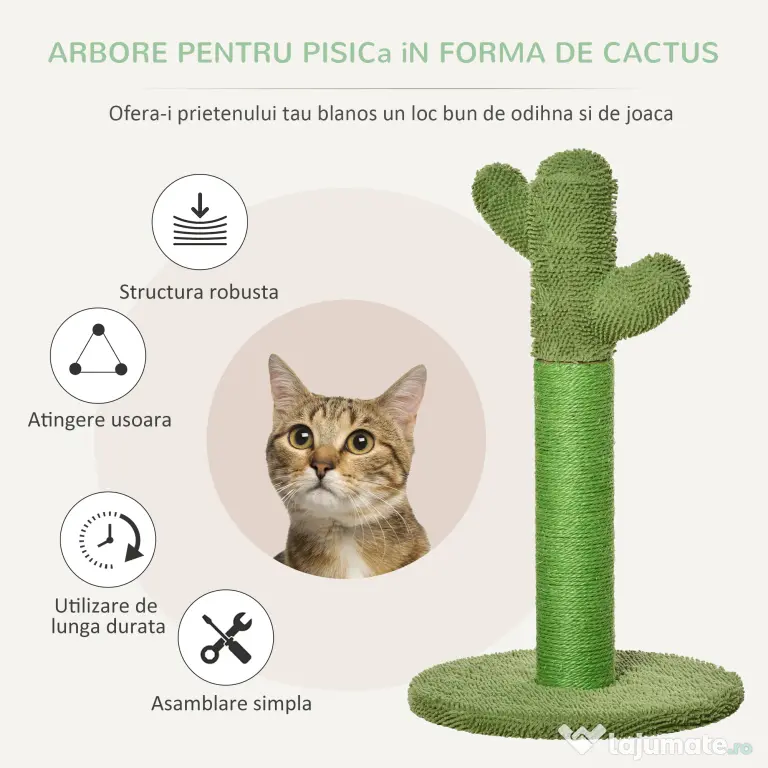 PawHut Cactus de Zgariat pentru Pisici 40×40×65 cm