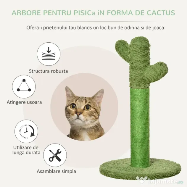 PawHut Cactus de Zgariat pentru Pisici 40×40×65 cm