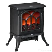 HOMCOM Șemineu Electric de Podea cu 2 Nivele de Putere 750/1500 W, Efect de Flacără, Areal de Acoperire 15-20 m², Negru 