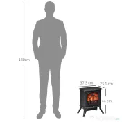 HOMCOM Șemineu Electric de Podea cu 2 Nivele de Putere 750/1500 W, Efect de Flacără, Areal de Acoperire 15-20 m², Negru 