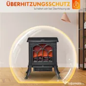 HOMCOM Șemineu Electric de Podea cu 2 Nivele de Putere 750/1500 W, Efect de Flacără, Areal de Acoperire 15-20 m², Negru 