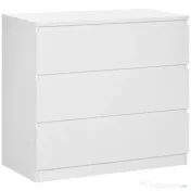 HOMCOM, Comodă cu 3 Sertare Modernă, pentru dormitor și living, PAL, 80x39x73 cm, Albă 