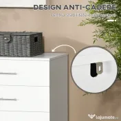 HOMCOM Comodă cu 4 sertare pentru dormitor, din lemn, cu mânere din metal, albă 