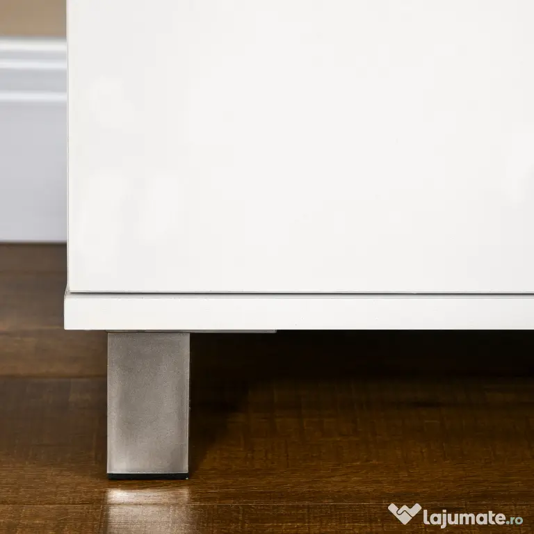 HOMCOM Comodă cu 4 sertare pentru dormitor, din lemn, cu mânere din metal, albă