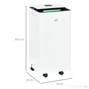 HOMCOM Dezumidificator de 12L din ABS cu 5 Modalitati, 2 Viteze, Temporizator de 24h si Design Silentios, 25x25x50.5 cm, Alb si Negru 