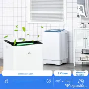 HOMCOM Dezumidificator de 12L din ABS cu 5 Modalitati, 2 Viteze, Temporizator de 24h si Design Silentios, 25x25x50.5 cm, Alb si Negru 