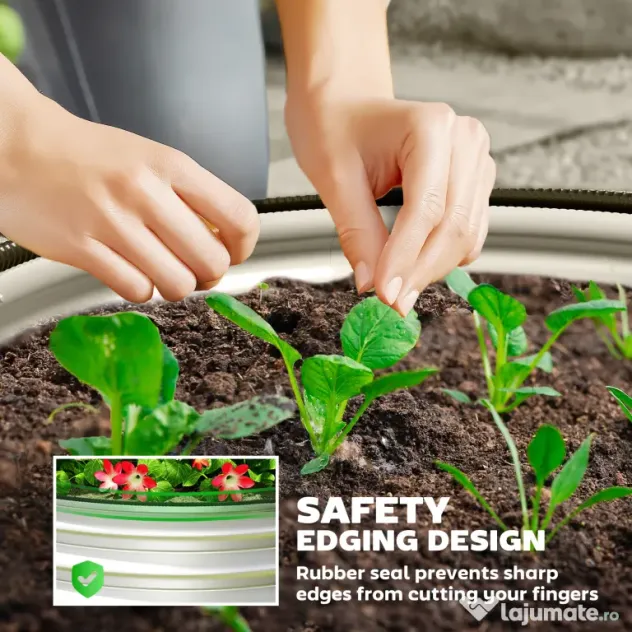 Outsunny Set de 2 Paturi inaltate pentru Gradina, Jardiniera inaltata pentru Exterior cu Margine de Protectie