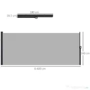Outsunny Paravan Lateral Retractabil 400x180 cm Gri 
