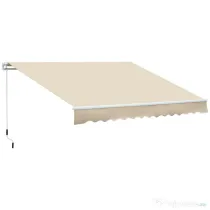 Outsunny Copertină de Soare pentru Exterior Retractabilă cu Manivelă, 350x250 cm, Crem