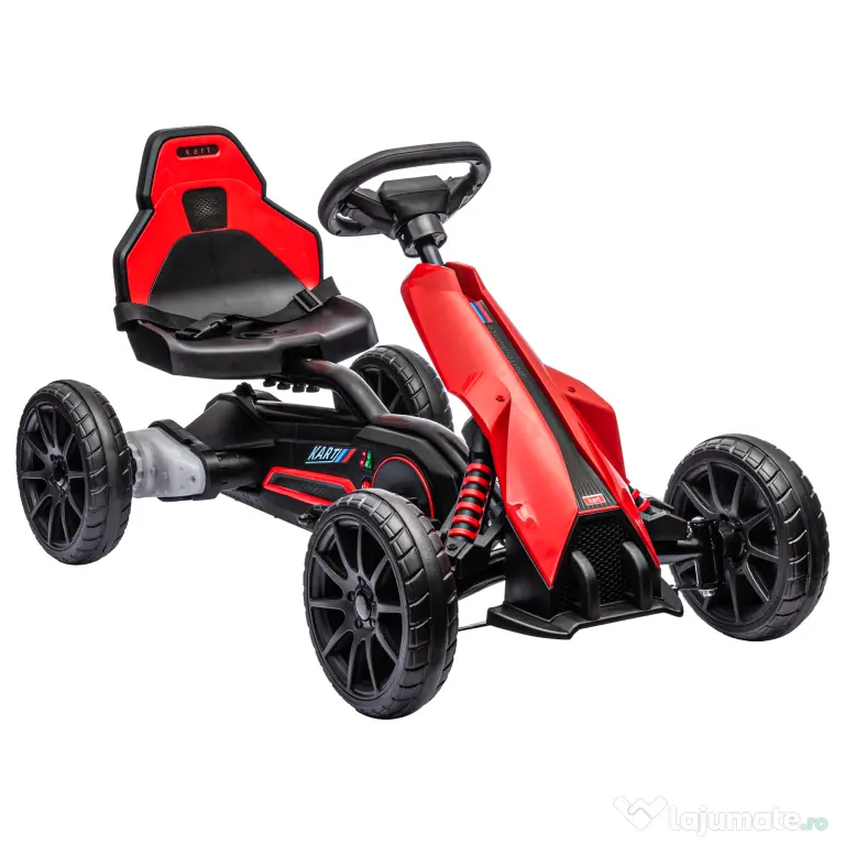 HOMCOM Kart mașină electrică pentru copii 12V, 3-8 ani, viteză 3-5 km/h și centură de siguranță, 100x58x58,5cm, roșu