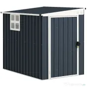 Outsunny Căsuță de Grădină din Oțel 1.2x1.9 m cu Ușă Blocabilă și Guri de Aerisire, Gri Închis 