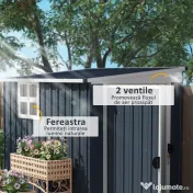 Outsunny Căsuță de Grădină din Oțel 1.2x1.9 m cu Ușă Blocabilă și Guri de Aerisire, Gri Închis 