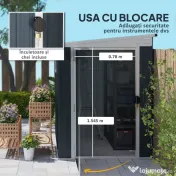 Outsunny Căsuță de Grădină din Oțel 1.2x1.9 m cu Ușă Blocabilă și Guri de Aerisire, Gri Închis 