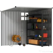 Outsunny Căsuță de Grădină din Oțel 1.2x1.9 m cu Ușă Blocabilă și Guri de Aerisire, Gri Închis 