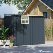 Outsunny Căsuță de Grădină din Oțel 1.2x1.9 m cu Ușă Blocabilă și Guri de Aerisire, Gri Închis 