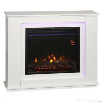 HOMCOM Șemineu Electric cu Flacără în 12 Culori și 5 Niveluri de Luminozitate, cu Telecomandă și Timer, 98x25x80 cm, Alb și Negru