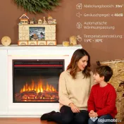 HOMCOM Șemineu Electric cu Flacără în 12 Culori și 5 Niveluri de Luminozitate, cu Telecomandă și Timer, 98x25x80 cm, Alb și Negru
