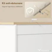 HOMCOM Bufet de Bucătărie Înalt 162 cm, Mobilier de Depozitare cu 2 Dulapuri, 2 Sertare, Suport Condimente, Orificii pentru Cabluri, Rafturi Reglabile, Blat pentru Cuptor cu Microunde, Suporturi pentru Cești, Alb 