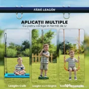 AIYAPLAY Structură pentru leagăn de grădină pentru copii cu vârsta între 3-8 ani, din oțel, 4 cârlige, 260x160x178 cm, albastru 