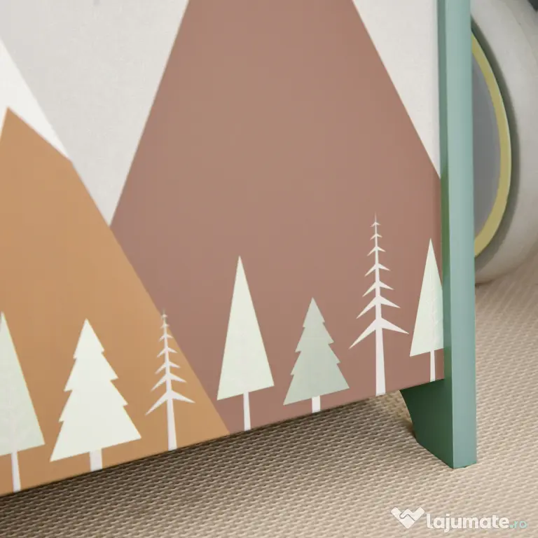 Cufăr de jucării pentru copii ZONEKIZ, ladă din lemn MDF cu capac și balama de siguranță, 60x37x39cm, de culoare verde