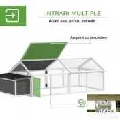 PawHut Coteț de Lemn pentru Găini cu Cuibar și Acoperiș Rabatabil, pentru 4-8 Găini