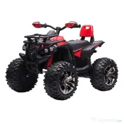 HOMCOM ATV Electric pentru Copii 12V, cu Faruri LED, Sunete și Pedală de Accelerație, Vârsta 3-5 Ani, Roșu 