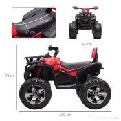 HOMCOM ATV Electric pentru Copii 12V, cu Faruri LED, Sunete și Pedală de Accelerație, Vârsta 3-5 Ani, Roșu 