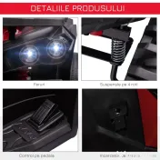 HOMCOM ATV Electric pentru Copii 12V, cu Faruri LED, Sunete și Pedală de Accelerație, Vârsta 3-5 Ani, Roșu 