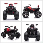 HOMCOM ATV Electric pentru Copii 12V, cu Faruri LED, Sunete și Pedală de Accelerație, Vârsta 3-5 Ani, Roșu 