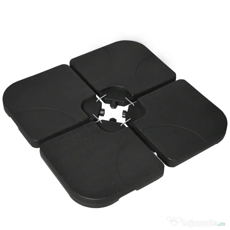 Outsunny Bază pentru Umbrelă, Set 4 Bucăți din HDPE, Umplută cu Apă sau Nisip, 104x104x7.5 cm, Neagră