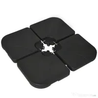 Outsunny Bază pentru Umbrelă, Set 4 Bucăți din HDPE, Umplută cu Apă sau Nisip, 104x104x7.5 cm, Neagră 