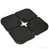 Outsunny Bază pentru Umbrelă, Set 4 Bucăți din HDPE, Umplută cu Apă sau Nisip, 104x104x7.5 cm, Neagră