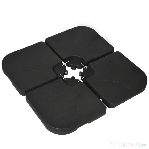 Outsunny Bază pentru Umbrelă, Set 4 Bucăți din HDPE, Umplută cu Apă sau Nisip, 104x104x7.5 cm, Neagră