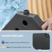 Outsunny Bază pentru Umbrelă, Set 4 Bucăți din HDPE, Umplută cu Apă sau Nisip, 104x104x7.5 cm, Neagră 
