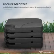 Outsunny Bază pentru Umbrelă, Set 4 Bucăți din HDPE, Umplută cu Apă sau Nisip, 104x104x7.5 cm, Neagră 