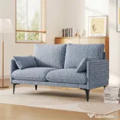 HOMCOM Canapea 2 locuri din material respirabil cu perne groase, 2 perne, cotiere, pentru living, Albastru