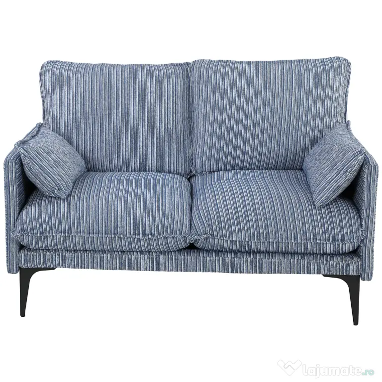HOMCOM Canapea 2 locuri din material respirabil cu perne groase, 2 perne, cotiere, pentru living, Albastru