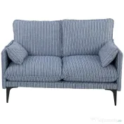 HOMCOM Canapea 2 locuri din material respirabil cu perne groase, 2 perne, cotiere, pentru living, Albastru