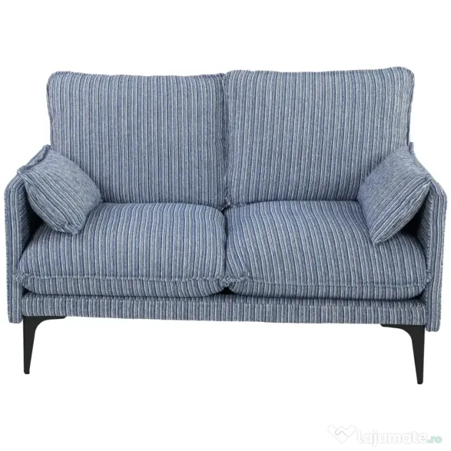 HOMCOM Canapea 2 locuri din material respirabil cu perne groase, 2 perne, cotiere, pentru living, Albastru