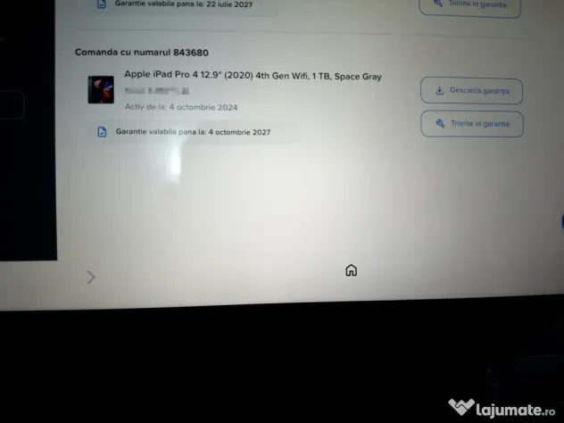 Salutare! Vând Apple iPad Pro 4 12.9"(2020) 4th Gen Wifi , 1 TB, Space Gray