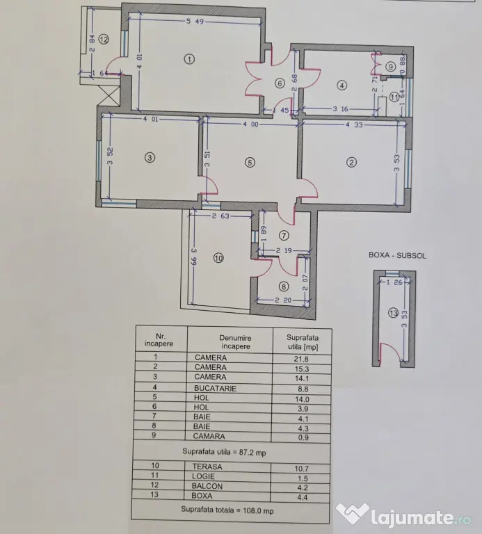 Apartament ultracentral cu 3 camere, 87,2 mp utili – Zona