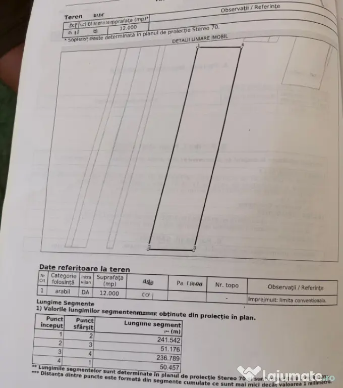 Cârcea – Teren 12.000 mp cu deschidere de 51,17 ml