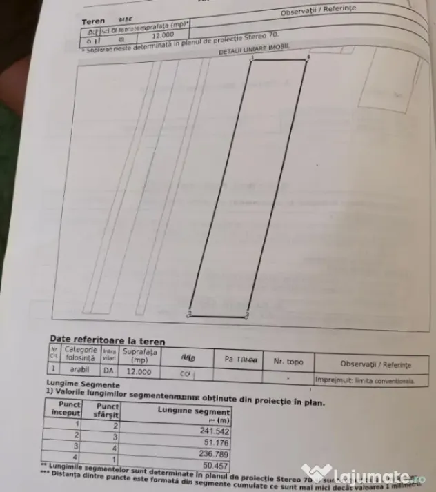 Cârcea – Teren 12.000 mp cu deschidere de 51,17 ml