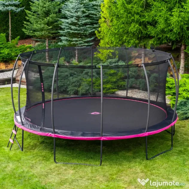 Trambulină de grădină, Uriasa 16FT - 488 cm, negru cu roz
