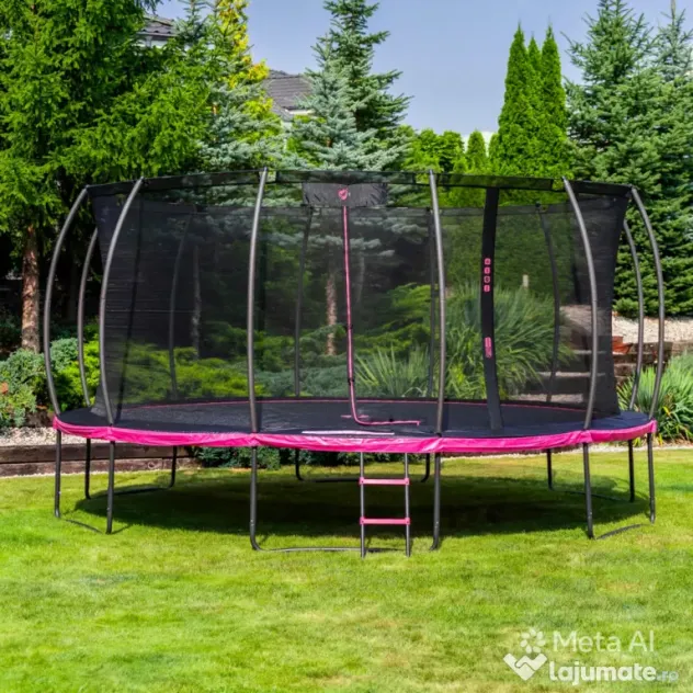 Trambulină de grădină, Uriasa 16FT - 488 cm, negru cu roz