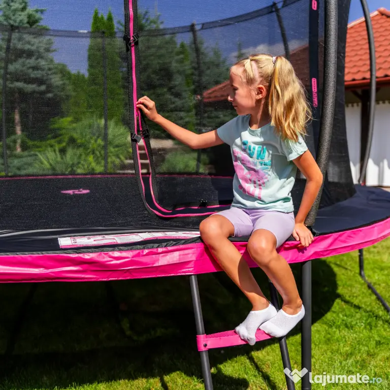 Trambulină de grădină, Uriasa 16FT - 488 cm, negru cu roz