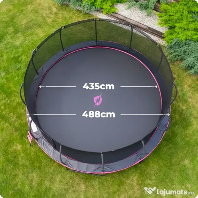 Trambulină de grădină, Uriasa 16FT - 488 cm, negru cu roz