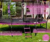 Trambulină de grădină, Uriasa 16FT - 488 cm, negru cu roz 